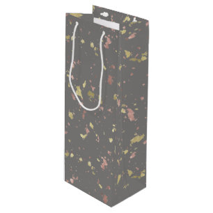 Sac Cadeau Pour Bouteille Matte Gold et Rose Gold Flakes Warm Dark Grey