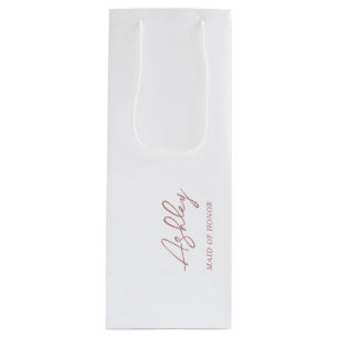 Sac Cadeau Pour Bouteille Mauve Dusty rose Nom de la fête de mariage personn