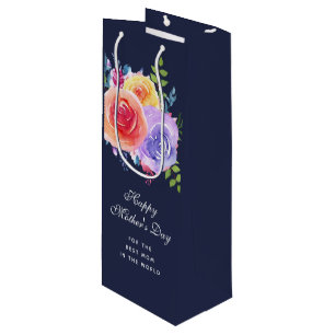 Sac Cadeau Pour Bouteille Meilleure maman dans le monde Roses de la fête des