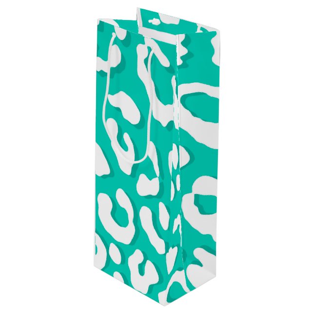 Sac Cadeau Pour Bouteille Mention Empreinte de léopard blanche (Devant Angle)
