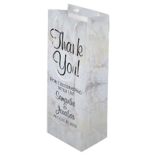 Sac Cadeau Pour Bouteille Merci Mariage de Réflexions blanches