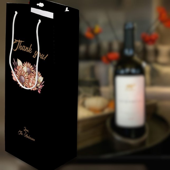 Sac Cadeau Pour Bouteille Merci personnalisé Boho !  (Custom Boho Thank you! Wine Gift Bag)
