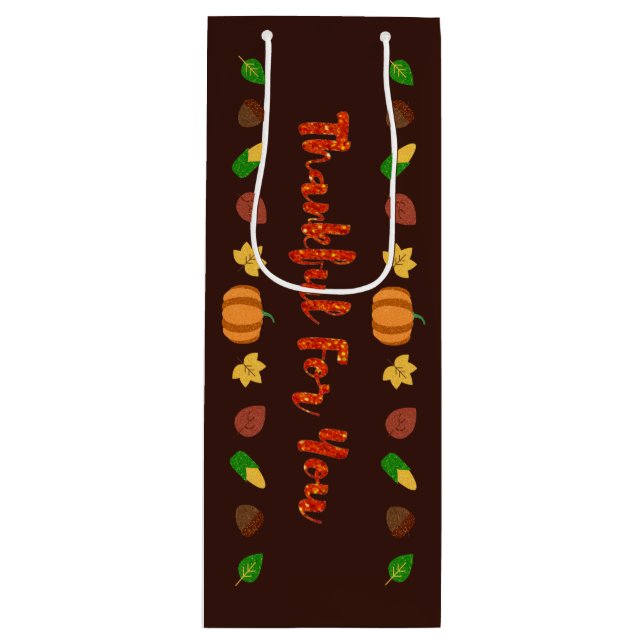 Sac Cadeau Pour Bouteille Merci Pour Vous, Thanksgiving (Devant)