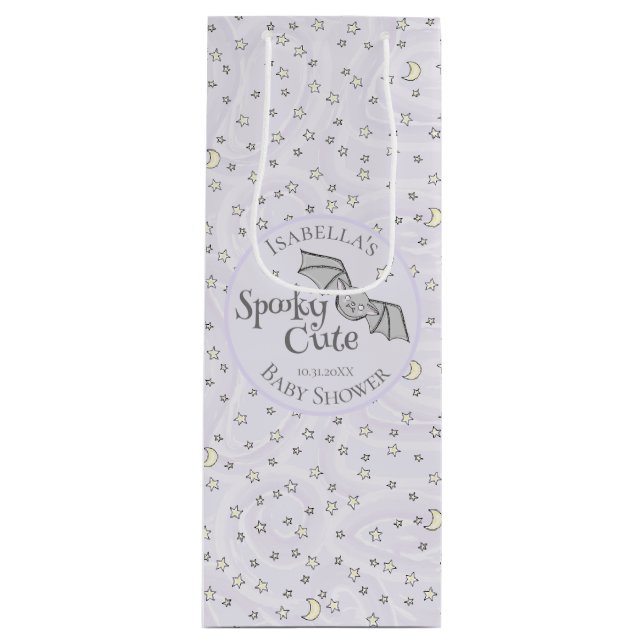 Sac Cadeau Pour Bouteille Mignet Purple Éffrayant Mignet Baby shower octobre (Devant)