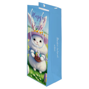 Sac Cadeau Pour Bouteille Mignonne lapin de Pâques 01