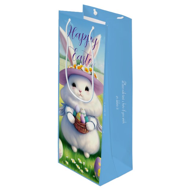 Sac Cadeau Pour Bouteille Mignonne lapin de Pâques 01 (Devant Angle)