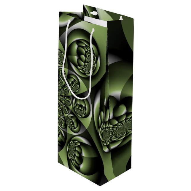 Sac Cadeau Pour Bouteille Mini sphères de la forêt verte blanche (Devant Angle)