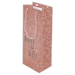 Sac Cadeau Pour Bouteille Mlle à Mme Fête des mariées Party Rose Gold Sparkl