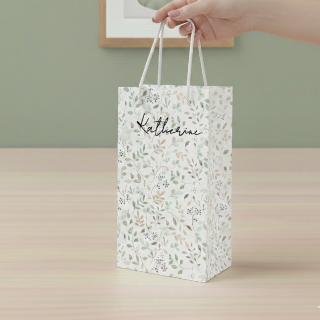 Sac Cadeau Pour Bouteille Monogramme de nom bohème Wildflower (Créateur téléchargé)