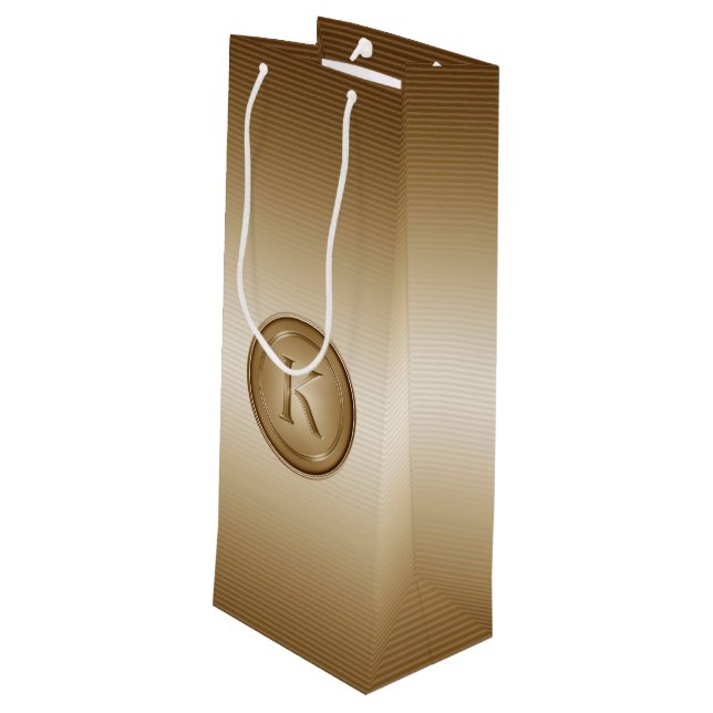 Sac Cadeau Pour Bouteille Monogramme "Lettre K" (Dos Angle)