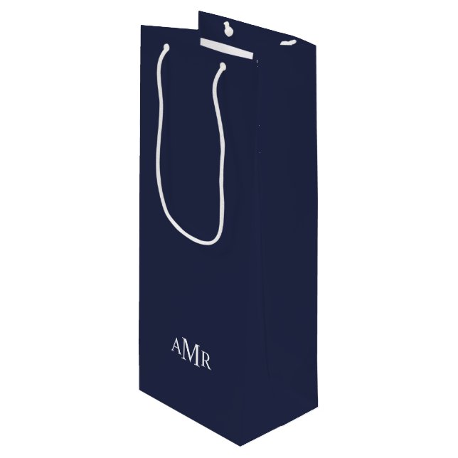 Sac Cadeau Pour Bouteille Monogramme personnalisé classique (Devant Angle)