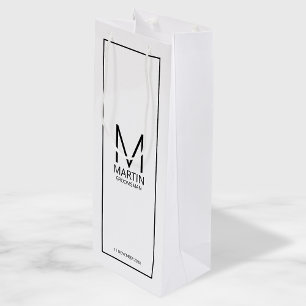 Sac Cadeau Pour Bouteille Monogramme personnalisé moderne et Groomsmen de no
