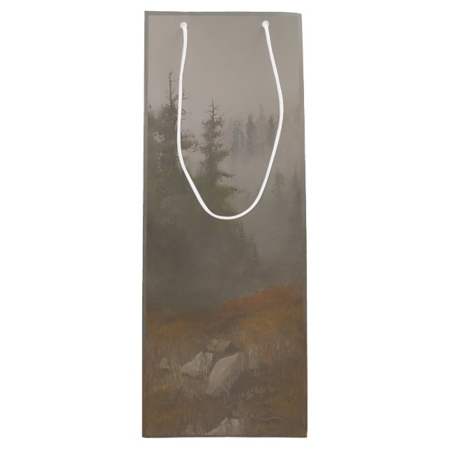 Sac Cadeau Pour Bouteille "Montagne du matin" (Devant)