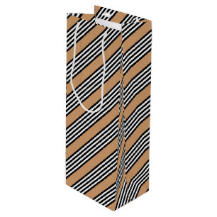 Sac Cadeau Pour Bouteille Motif à cinq bandes noir et blanc avec bronzage