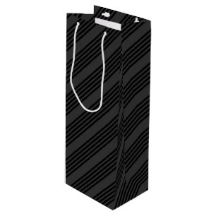 Sac Cadeau Pour Bouteille Motif à cinq bandes noir et charbon de bois