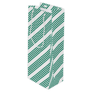 Sac Cadeau Pour Bouteille Motif à cinq bandes vert et blanc de la forêt