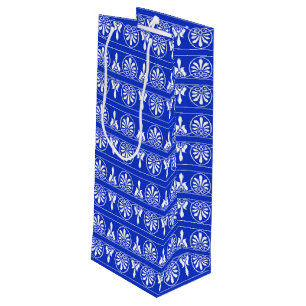 Sac Cadeau Pour Bouteille Motif arabe grec méditerranéen bleu