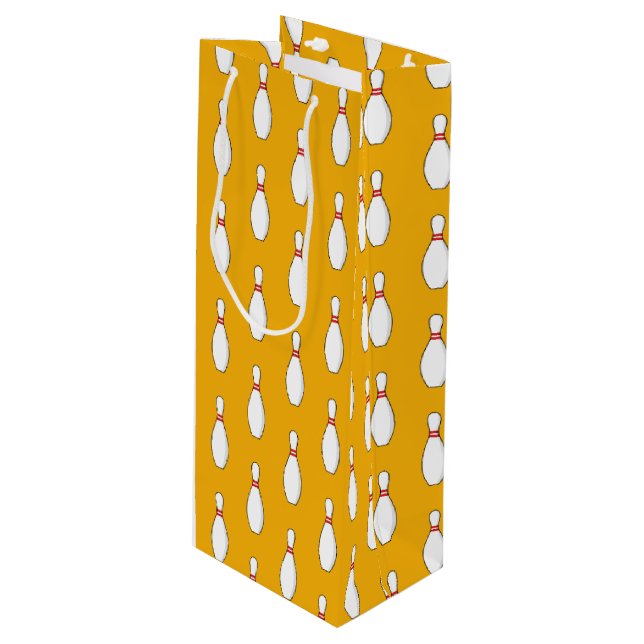 Sac Cadeau Pour Bouteille Motif de Bowling Skittle (Devant Angle)