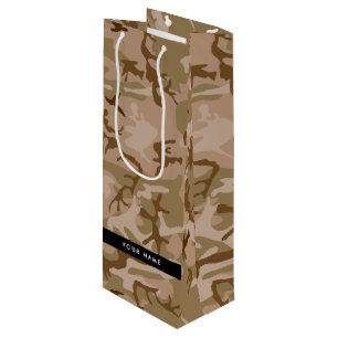 Sac Cadeau Pour Bouteille Motif de camouflage du désert, Votre nom, Personna