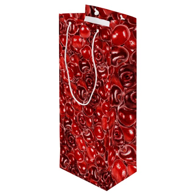 Sac Cadeau Pour Bouteille Motif de cerises douces (Dos Angle)