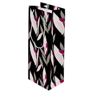 Sac Cadeau Pour Bouteille Motif de fleur rouge abstrait violet noir