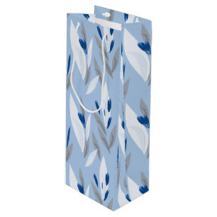 Sac Cadeau Pour Bouteille Motif de fleurs rétro bleu turquoise