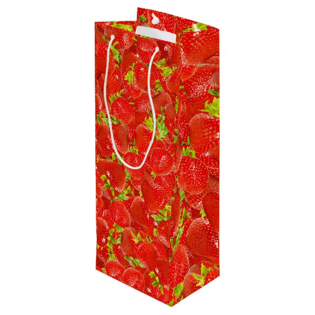 Sac Cadeau Pour Bouteille Motif de fraises (Dos Angle)