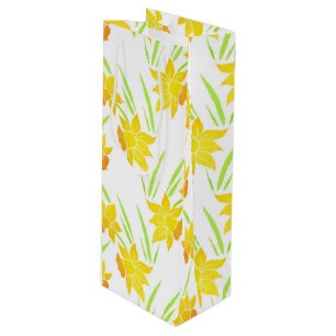 Sac Cadeau Pour Bouteille Motif de jonquilles d'aquarelle
