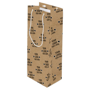 Sac Cadeau Pour Bouteille Motif de logo personnalisé facile Faux Kraft Brun