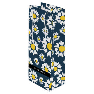 Sac Cadeau Pour Bouteille Motif de marguerite, marguerites blanches, Votre n