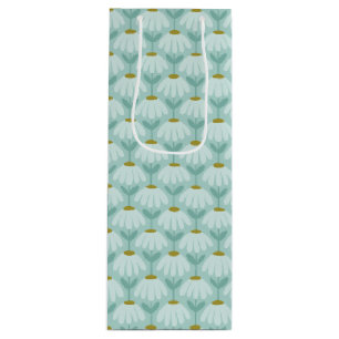 Sac Cadeau Pour Bouteille Motif de marguerites florales vintage bleu sarcell