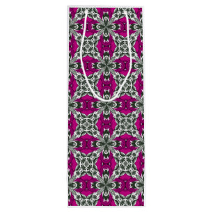 Sac Cadeau Pour Bouteille Motif de mosaïque gris rose et blanc