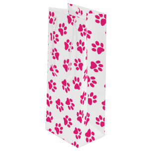 Sac Cadeau Pour Bouteille Motif De Pailles, Paniers De Chien, Pailles Roses