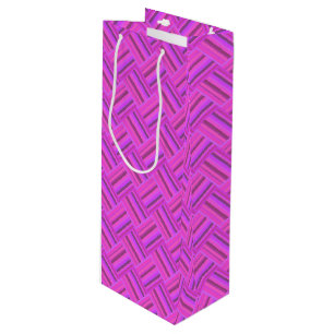 Sac Cadeau Pour Bouteille Motif de tissage en diagonale à rayures roses