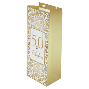 Sac Cadeau Pour Bouteille Motif de tourbillon floral doré décoratif 50 & Fab