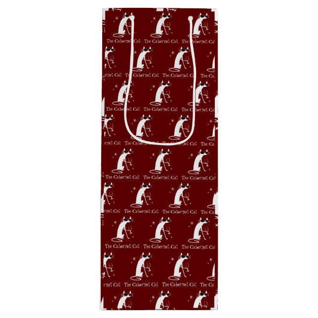 Sac Cadeau Pour Bouteille Motif de ventilateur de chat Cabernet (Devant)