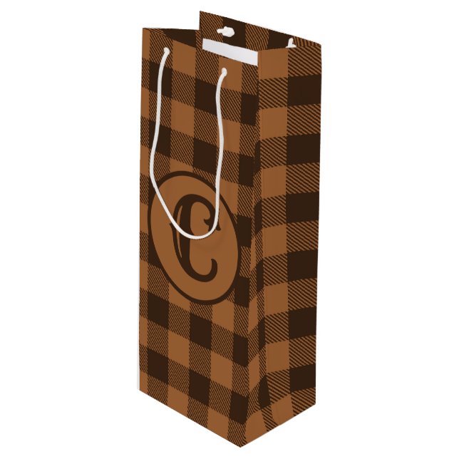 Sac Cadeau Pour Bouteille Motif d'impression Cosy Brown Plaid Buffalo (Devant Angle)