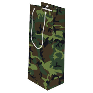 Sac Cadeau Pour Bouteille Motif du Camouflage Vert, Motif militaire, Armée