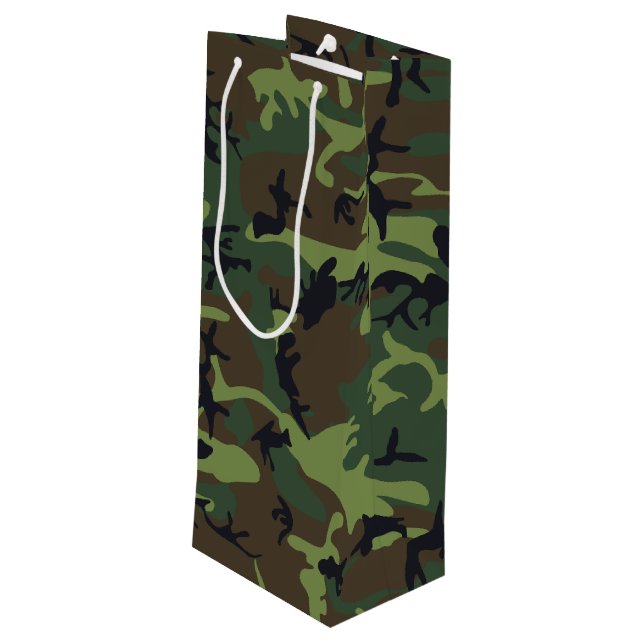 Sac Cadeau Pour Bouteille Motif du Camouflage Vert, Motif militaire, Armée (Dos Angle)
