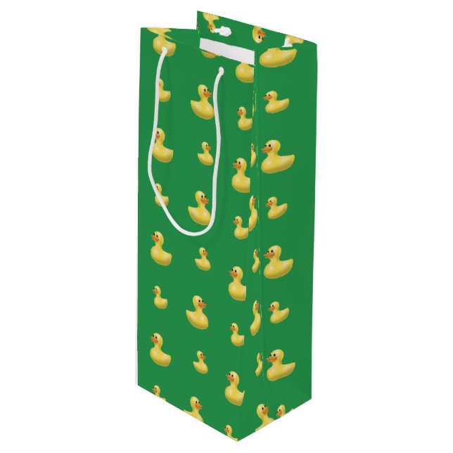 Sac Cadeau Pour Bouteille Motif en caoutchouc vert de canard (Devant Angle)