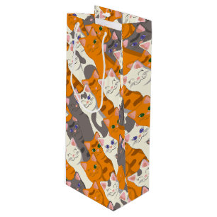 Sac Cadeau Pour Bouteille Motif en diagonale du chat noir blanc gingembre