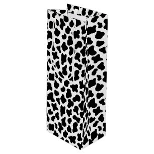 Sac Cadeau Pour Bouteille Motif en peau de vache noire et blanche