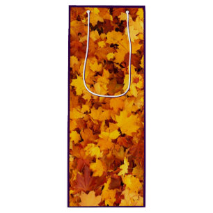 Sac Cadeau Pour Bouteille Motif Feuille d'Érable-25877