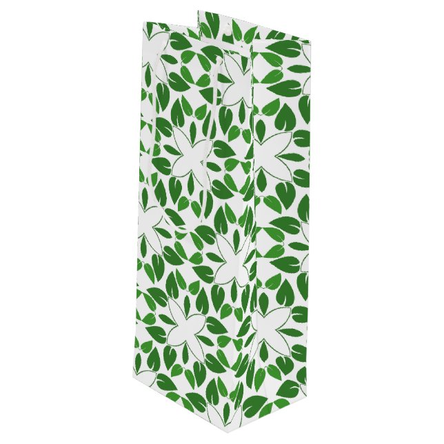 Sac Cadeau Pour Bouteille Motif Feuille, Motif De Feuilles, Feuilles Verts (Dos Angle)