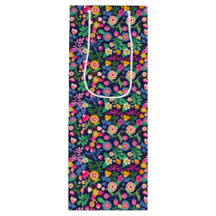 Sac Cadeau Pour Bouteille Motif floral exotique peint à la main