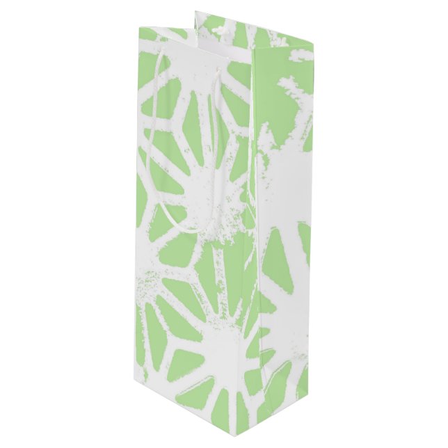 Sac Cadeau Pour Bouteille Motif géométrique vert pomme (Devant Angle)