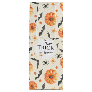 Sac Cadeau Pour Bouteille Motif Halloween aquarelle Trick or Treat