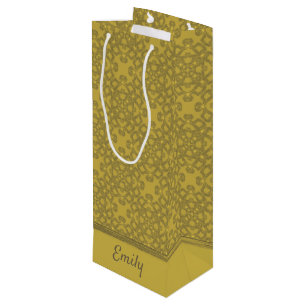 Sac Cadeau Pour Bouteille Motif jaune moutarde personnalisé