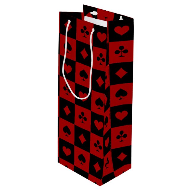 Sac Cadeau Pour Bouteille Motif rouge et noir de cartes de jeu de tisonnier