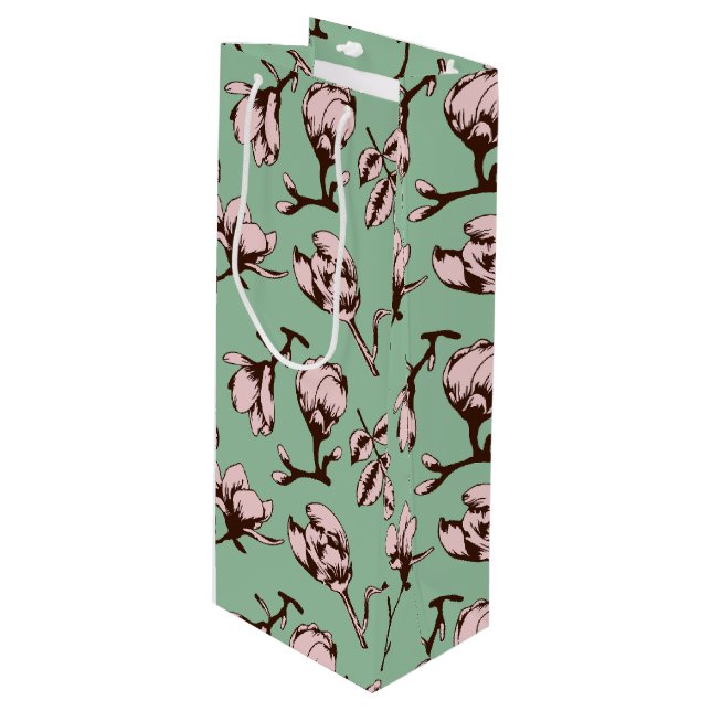 Sac Cadeau Pour Bouteille Motif sans couture avec bourgeons floraux des arbr (Devant Angle)